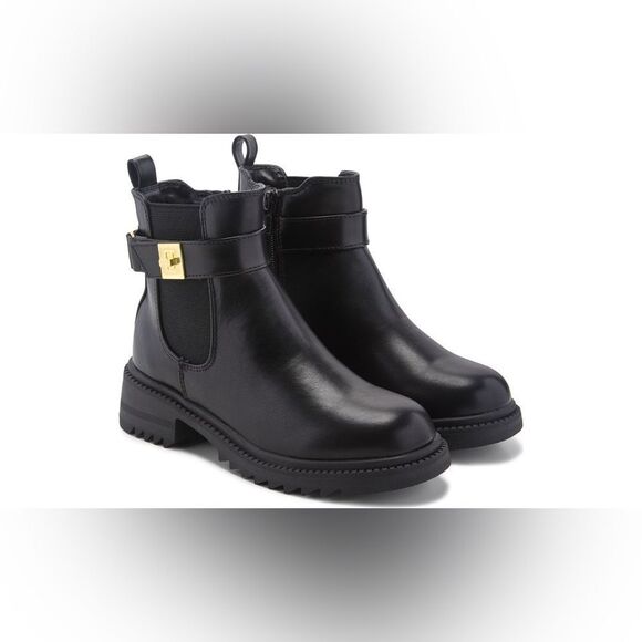New Steve Madden Women's Gates Buckle-Detailed Lug-Sole Booties Size 7.5 - Picture 1 of 9